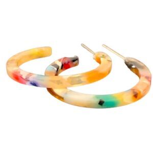 Unique Unisex Handmade Swirled Marbleized Acetate Eco-Friendly Hoop Earrings